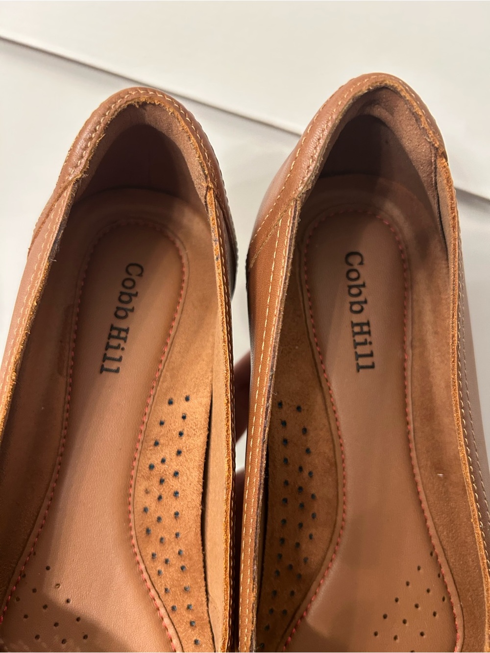 Cobb Hill brown leather perforated loafers Size 6.5 New - Picture 7 of 10